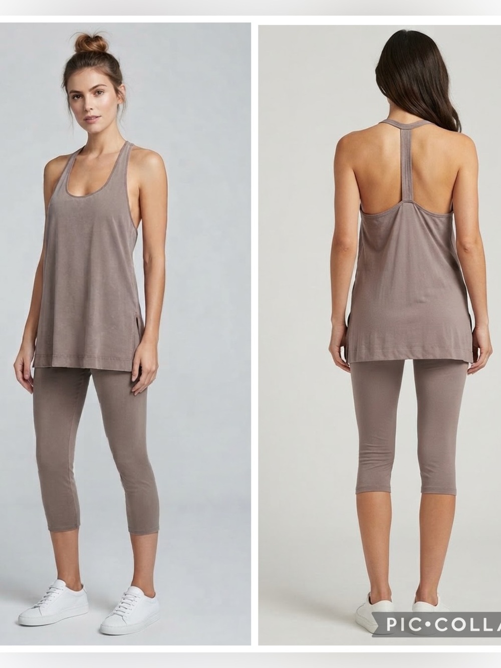 Sundry Tank and Capri Set in Washed Taupe